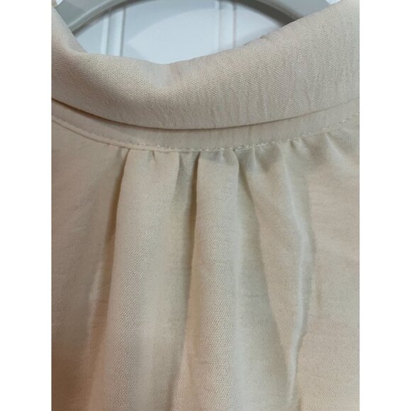 Chenault Womens XL Beige Long Sleeve Button-Up Blouse With Smocked Cuffs - Picture 4 of 12